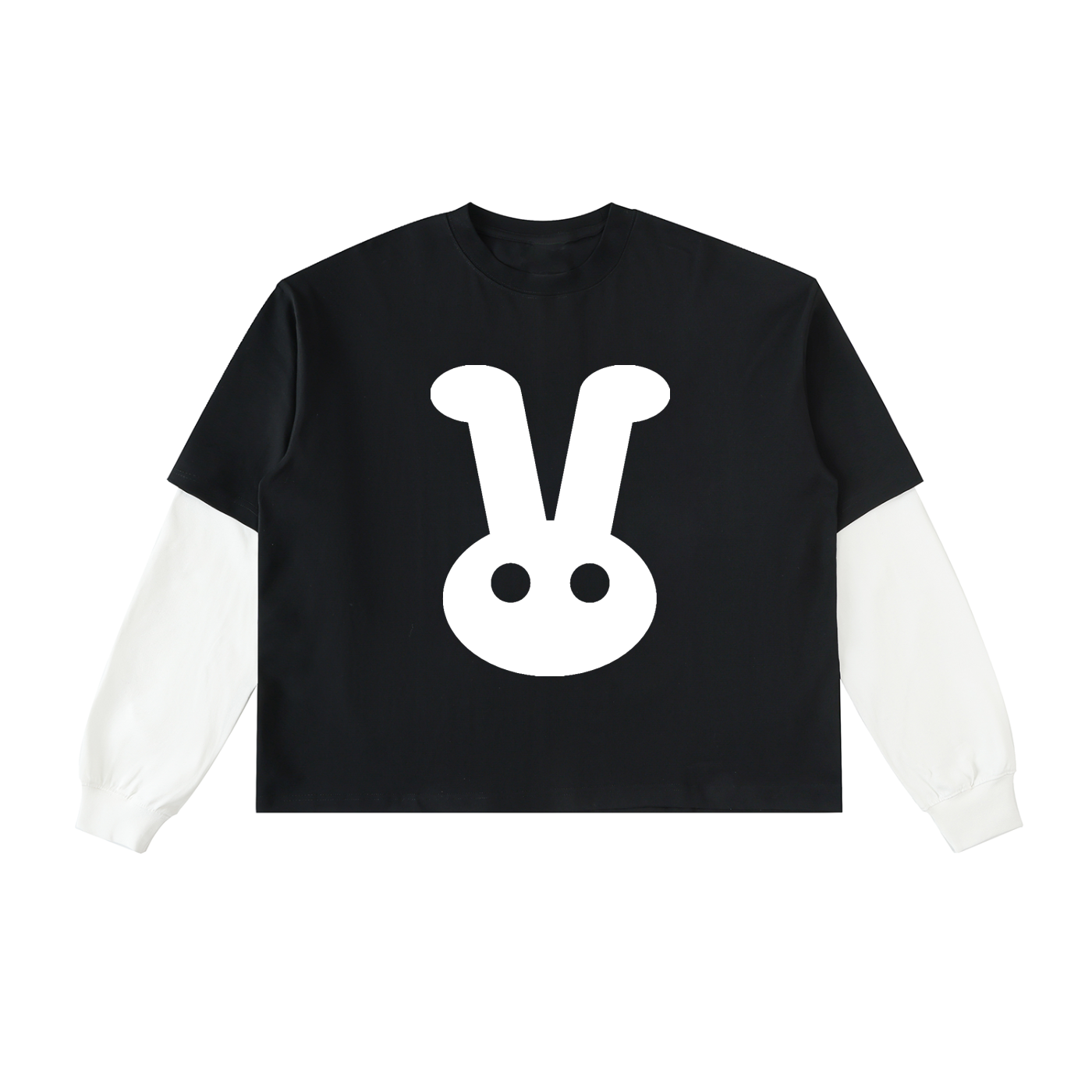 Layered Contrast Sleeve Cotton T-Shirt